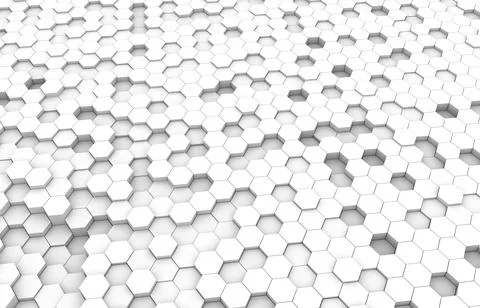 White hexagon 3D background texture. 3d rendering illustration. Futuristic ab Stock Illustration