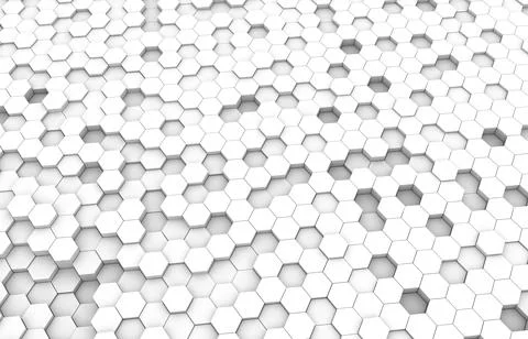 White hexagon 3D background texture. 3d rendering illustration. Futuristic ab Stock Illustration