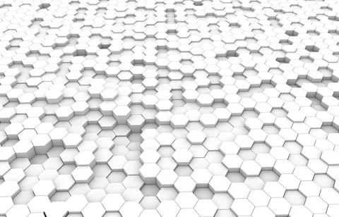 White hexagon 3D background texture. 3d rendering illustration. Futuristic ab Stock Illustration