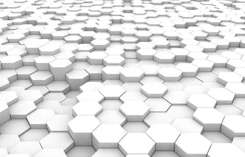 White hexagon 3D background texture. 3d rendering illustration. Futuristic ab Stock Illustration