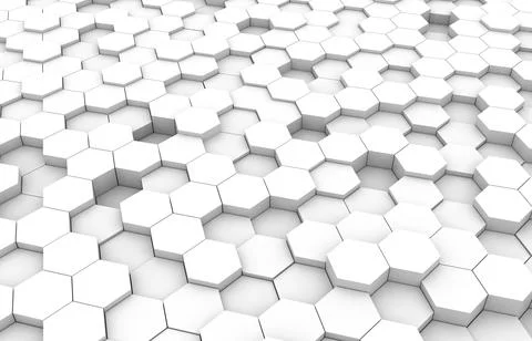 White hexagon 3D background texture. 3d rendering illustration. Futuristic ab Stock Illustration