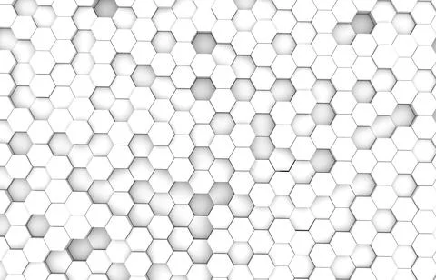 White hexagon 3D background texture. 3d rendering illustration. Futuristic ab Stock Illustration