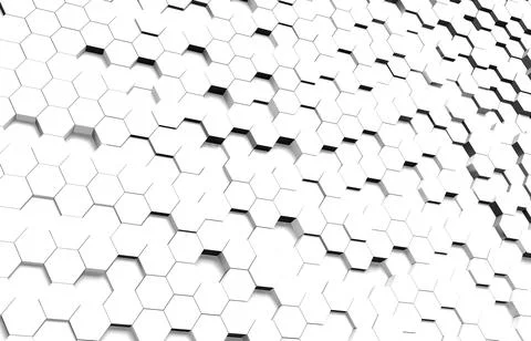 White hexagon 3D background texture. 3d rendering illustration. Futuristic ab Stock Illustration
