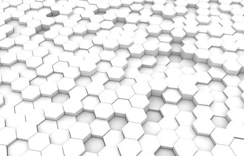 White hexagon 3D background texture. 3d rendering illustration. Futuristic ab Stock Illustration