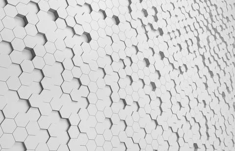 White hexagon 3D background texture. 3d rendering illustration. Futuristic ab Stock Illustration