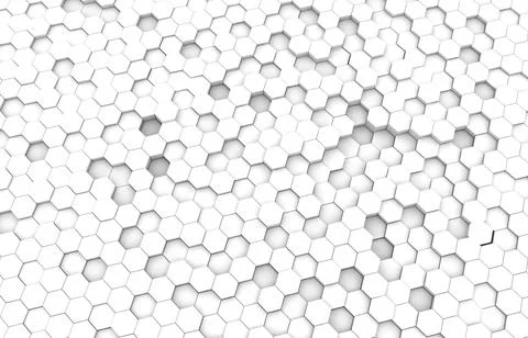 White hexagon 3D background texture. 3d rendering illustration. Futuristic ab Stock Illustration