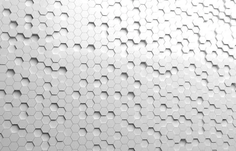 White hexagon 3D background texture. 3d rendering illustration. Futuristic ab Stock Illustration