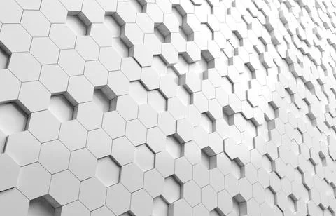 White hexagon 3D background texture. 3d rendering illustration. Futuristic ab Illustrazione stock
