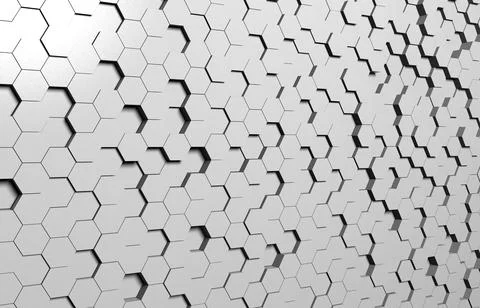 White hexagon 3D background texture. 3d rendering illustration. Futuristic ab Stock Illustration