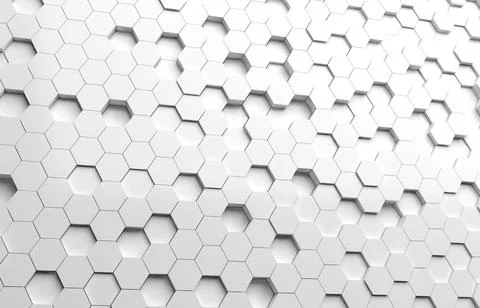 White hexagon 3D background texture. 3d rendering illustration. Futuristic ab Stock Illustration