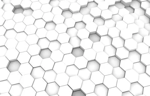 White hexagon 3D background texture. 3d rendering illustration. Futuristic ab Stock Illustration