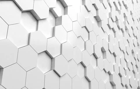 White hexagon 3D background texture. 3d rendering illustration. Futuristic ab Stock Illustration