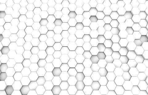 White hexagon 3D background texture. 3d rendering illustration. Futuristic ab Stock Illustration