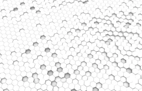 White hexagon 3D background texture. 3d rendering illustration. Futuristic ab Stock Illustration