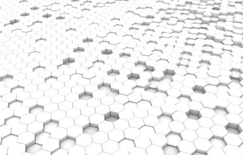 White hexagon 3D background texture. 3d rendering illustration. Futuristic ab Stock Illustration