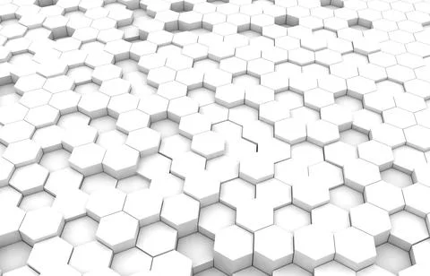 White hexagon 3D background texture. 3d rendering illustration. Futuristic ab Stock Illustration