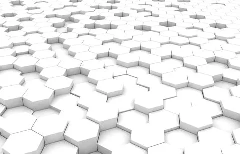 White hexagon 3D background texture. 3d rendering illustration. Futuristic ab Stock Illustration