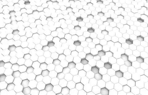 White hexagon 3D background texture. 3d rendering illustration. Futuristic ab Stock Illustration