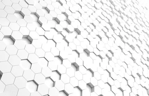 White hexagon 3D background texture. 3d rendering illustration. Futuristic ab Stock Illustration