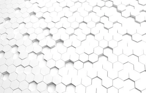 White hexagon 3D background texture. 3d rendering illustration. Futuristic ab Stock Illustration