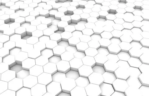 White hexagon 3D background texture. 3d rendering illustration. Futuristic ab Stock Illustration