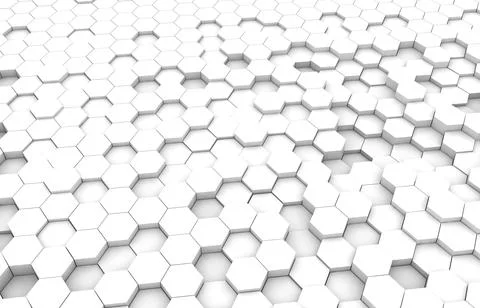 White hexagon 3D background texture. 3d rendering illustration. Futuristic ab Stock Illustration