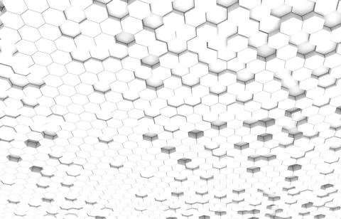 White hexagon 3D background texture. 3d rendering illustration. Futuristic ab Stock Illustration