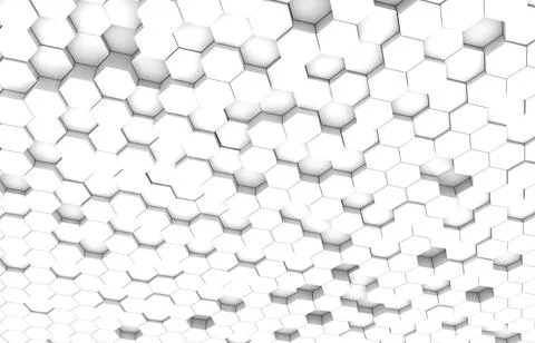 White hexagon 3D background texture. 3d rendering illustration. Futuristic ab Illustrazione stock