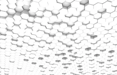 White hexagon 3D background texture. 3d rendering illustration. Futuristic ab Stock Illustration