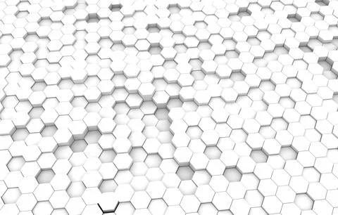 White hexagon 3D background texture. 3d rendering illustration. Futuristic ab Stock Illustration