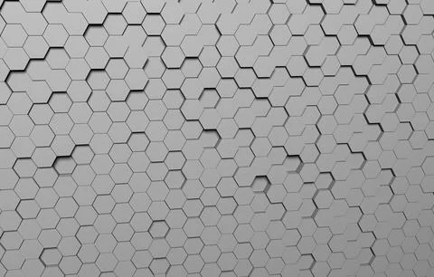 White hexagon 3D background texture. 3d rendering illustration. Futuristic ab Stock Illustration