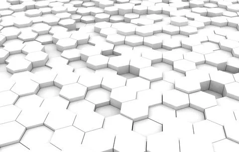 White hexagon 3D background texture. 3d rendering illustration. Futuristic ab Stock Illustration