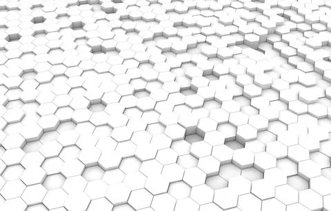 White hexagon 3D background texture. 3d rendering illustration. Futuristic ab Stock Illustration