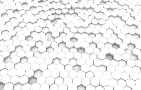 White hexagon 3D background texture. 3d rendering illustration. Futuristic ab Stock Illustration