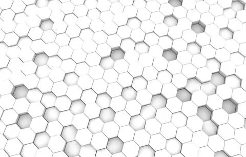 White hexagon 3D background texture. 3d rendering illustration. Futuristic ab Stock Illustration
