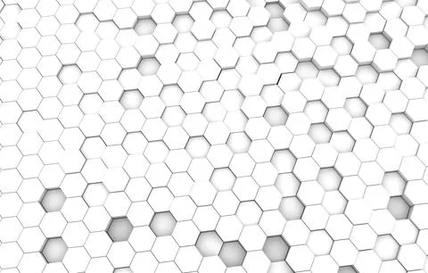 White hexagon 3D background texture. 3d rendering illustration. Futuristic ab Stock Illustration