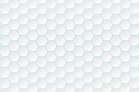 White hexagon 3d technology background with blue neon light. Stock Illustration