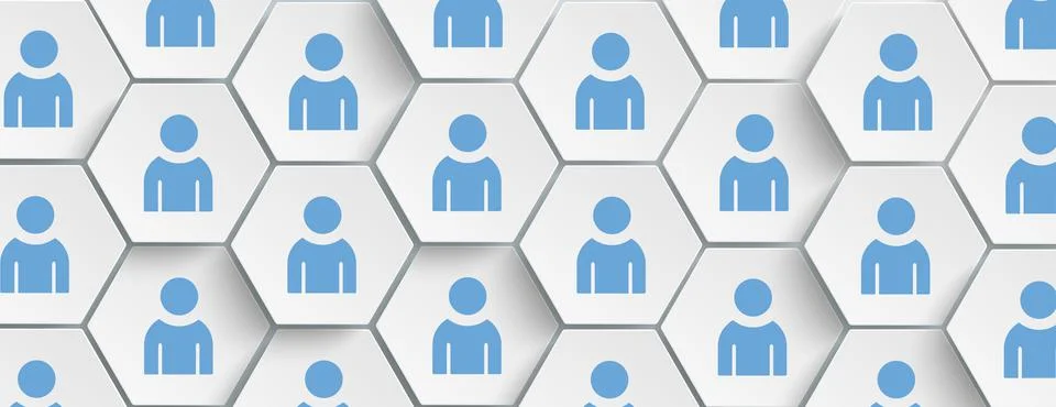 White Hexagon Humans Structure Background Header Stock Illustration