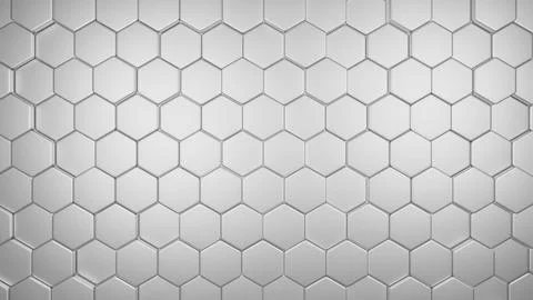 White hexagon pattern background. 3d render illustration Foto stock