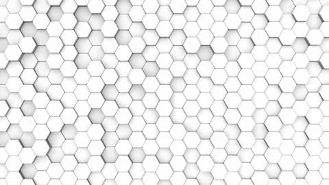 White Hexagon random position 3d rendering Stock Illustration
