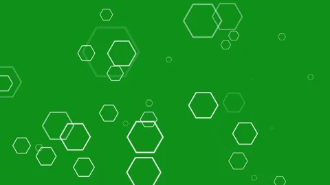White hexagon shapes motion graphics with green screen background Stock Footage 343661538