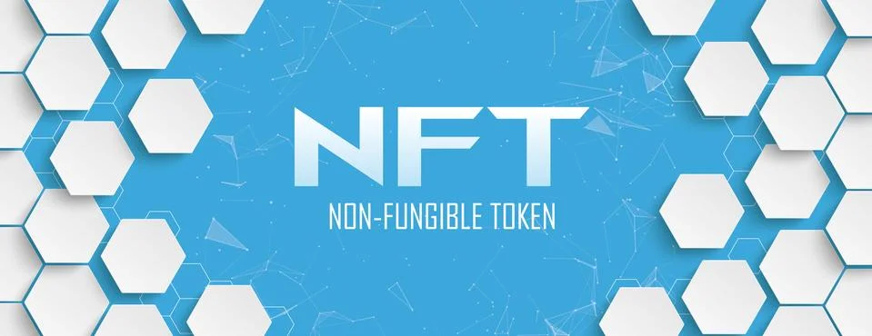 White Hexagon Structure Network NFT Header Stock Illustration