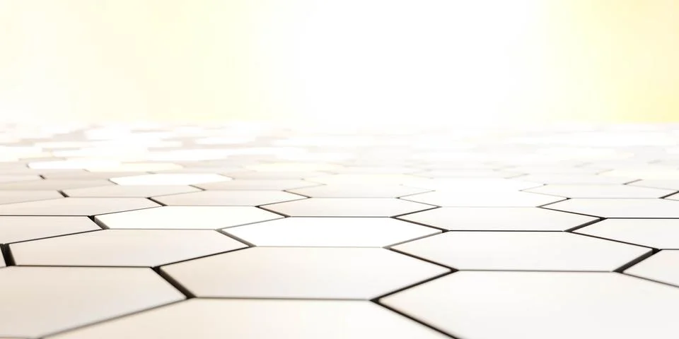 White hexagon tiles pattern abstract wallpaper 3d render illustration Illustrazione stock