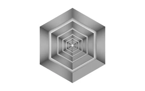 White hexagon tunnel texture background Stock Illustration