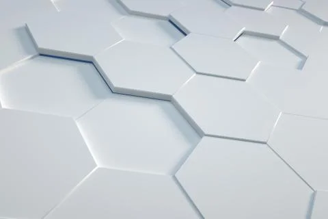 White Hexagonal background 3D render 스톡 일러스트
