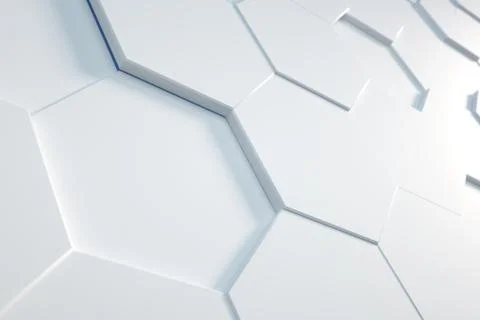 White Hexagonal background 3D render Stock Illustration
