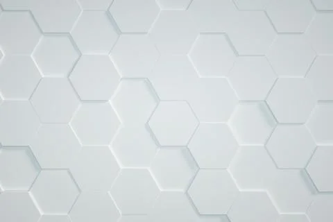 White Hexagonal background 3D render Illustrazione stock