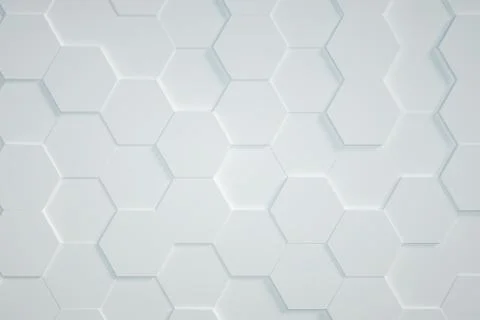 White Hexagonal background 3D render Stock Illustration