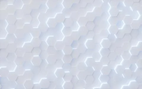 White hexagonal background pattern, 3d rendering. Stock Illustration