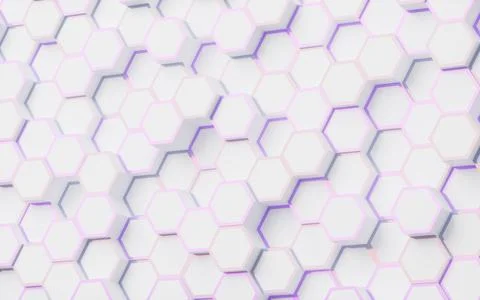 White hexagonal background pattern, 3d rendering. Stock Illustration